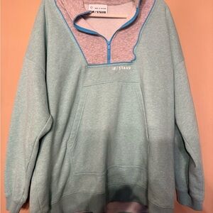 STAUD x New Balance Oversized Fleece Seafoam Colorblock 1/2 Zip Pullover